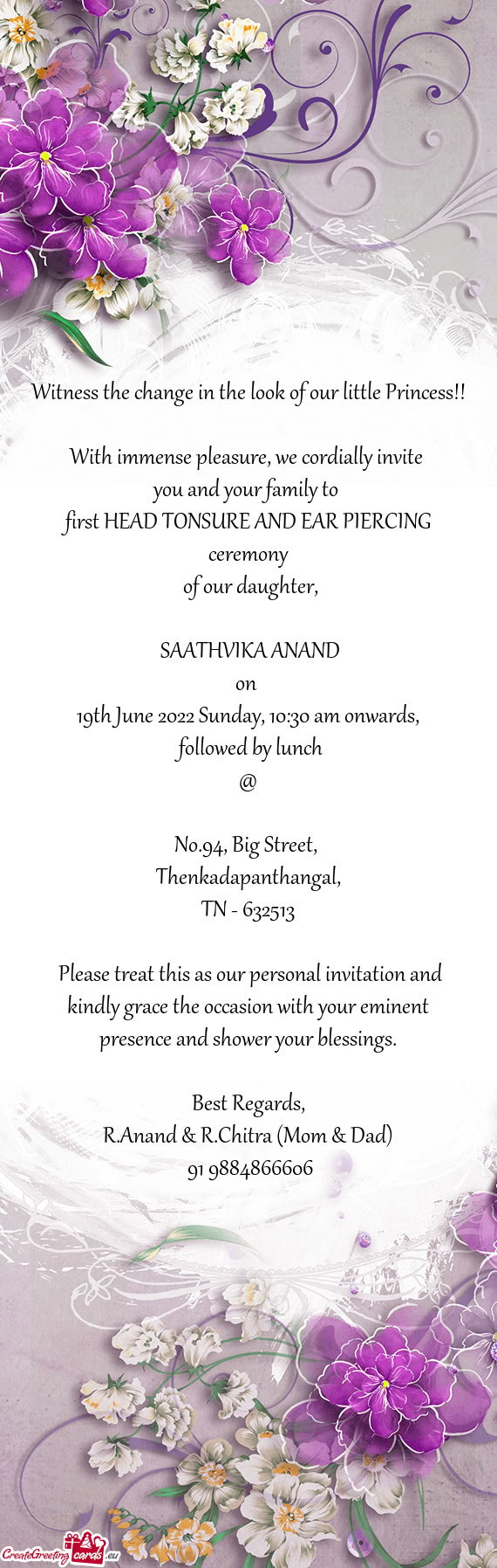 First HEAD TONSURE AND EAR PIERCING ceremony