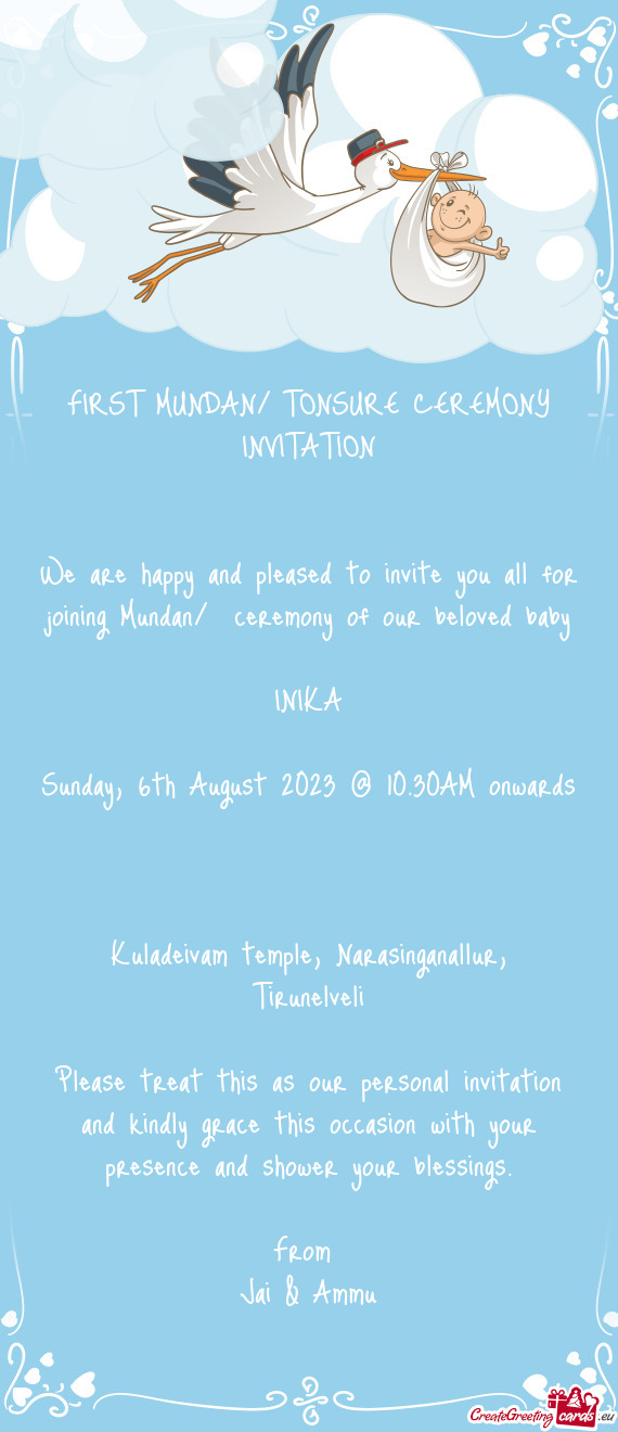 FIRST MUNDAN/ TONSURE CEREMONY INVITATION