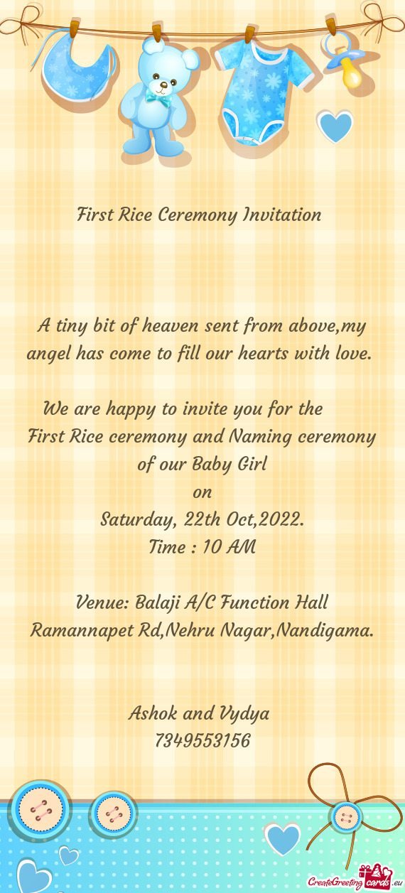 First Rice Ceremony Invitation