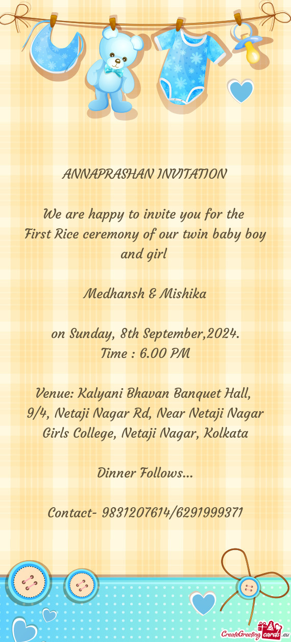 First Rice ceremony of our twin baby boy and girl