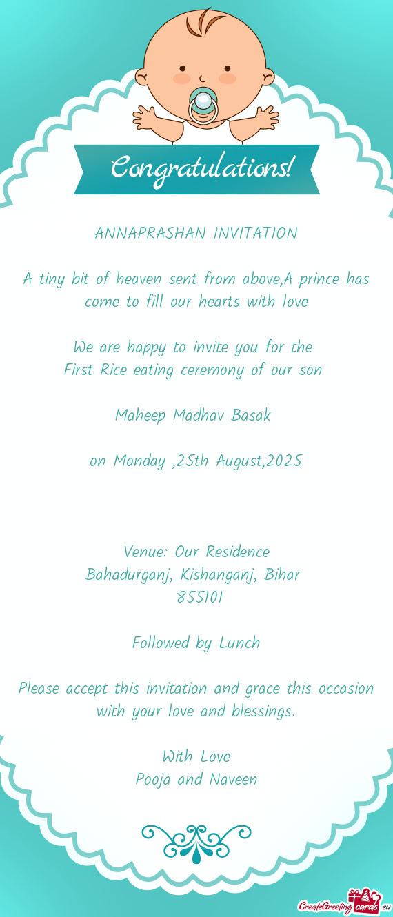 First Rice eating ceremony of our son