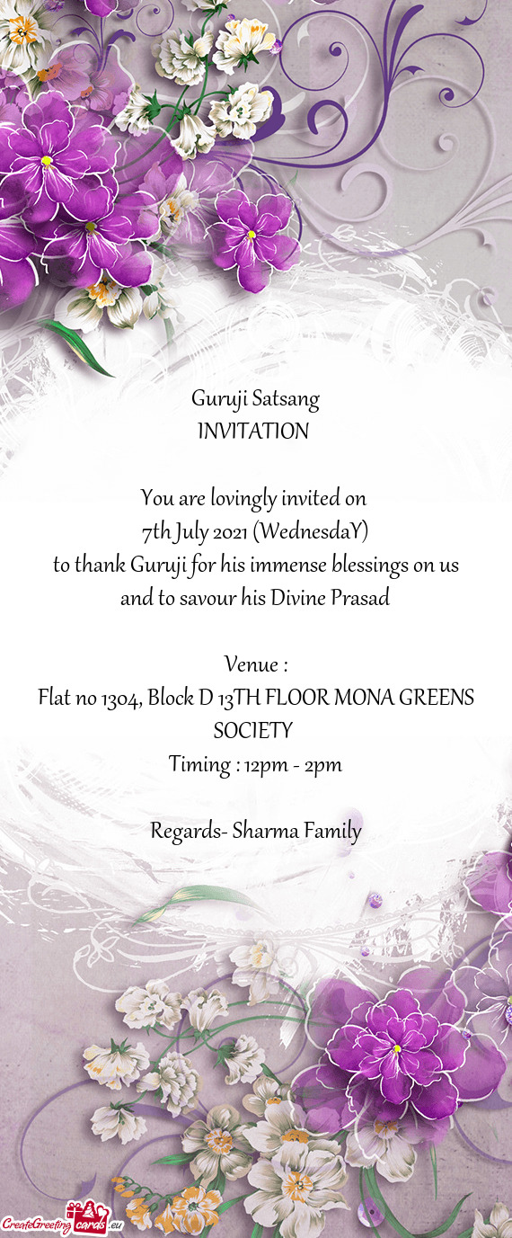 Flat no 1304, Block D 13TH FLOOR MONA GREENS SOCIETY