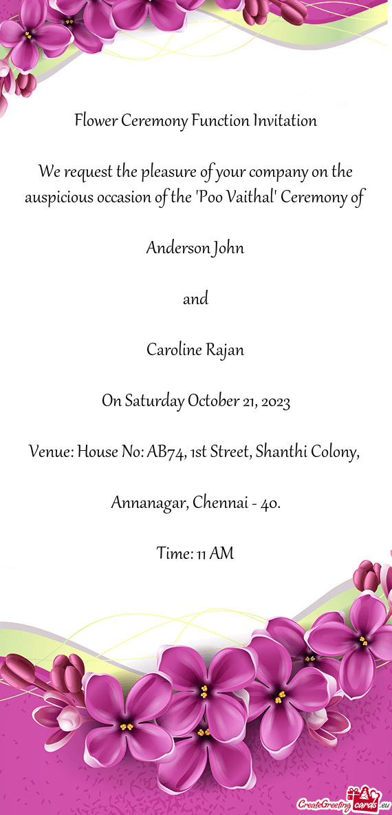 Flower Ceremony Function Invitation