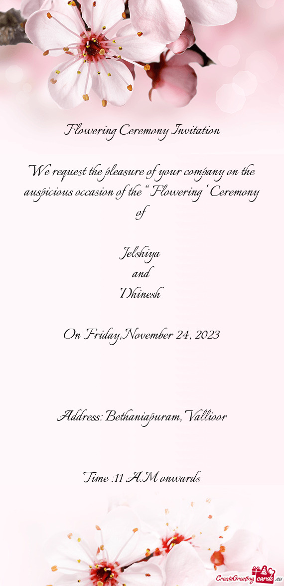 Flowering Ceremony Invitation