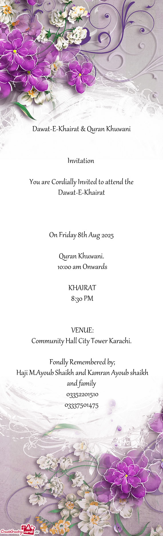 Fondly Remembered by;