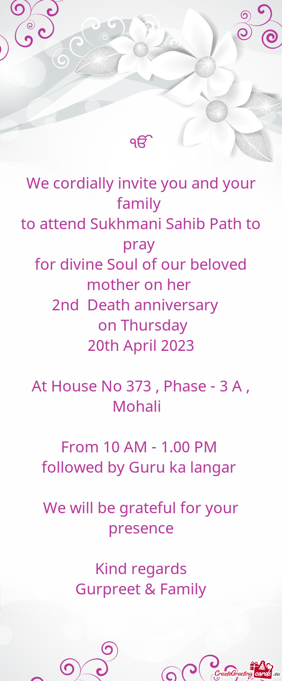 For divine Soul of our beloved mother on her