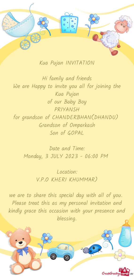 For grandson of CHANDERBHAN(DHANDU)