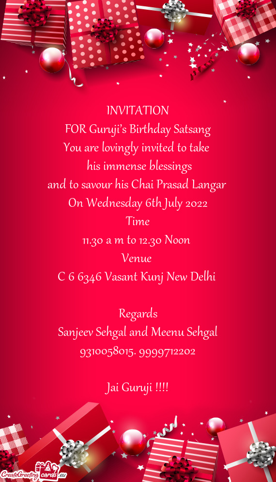 FOR Guruji’s Birthday Satsang