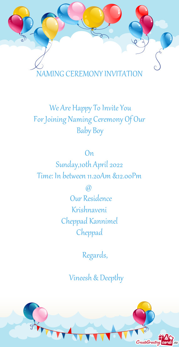 For Joining Naming Ceremony Of Our