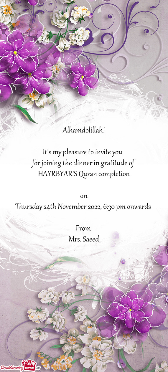 For joining the dinner in gratitude of