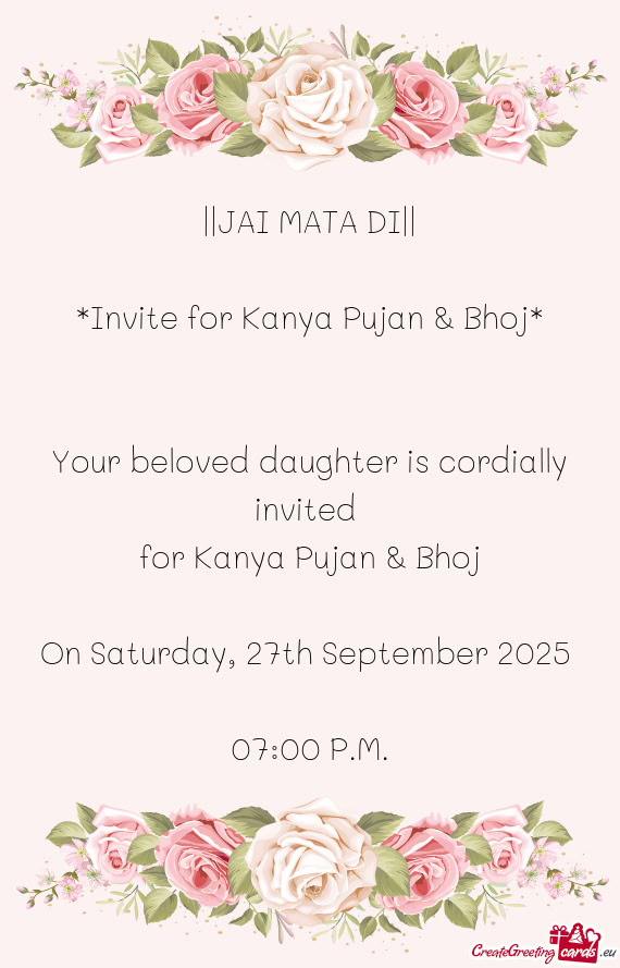 For Kanya Pujan & Bhoj On Saturday