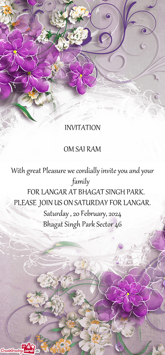 FOR LANGAR AT BHAGAT SINGH PARK