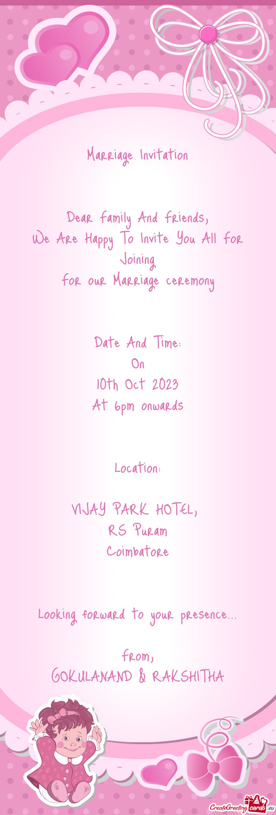 For our Marriage ceremony