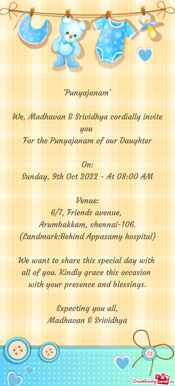 For the Punyajanam of our Daughter