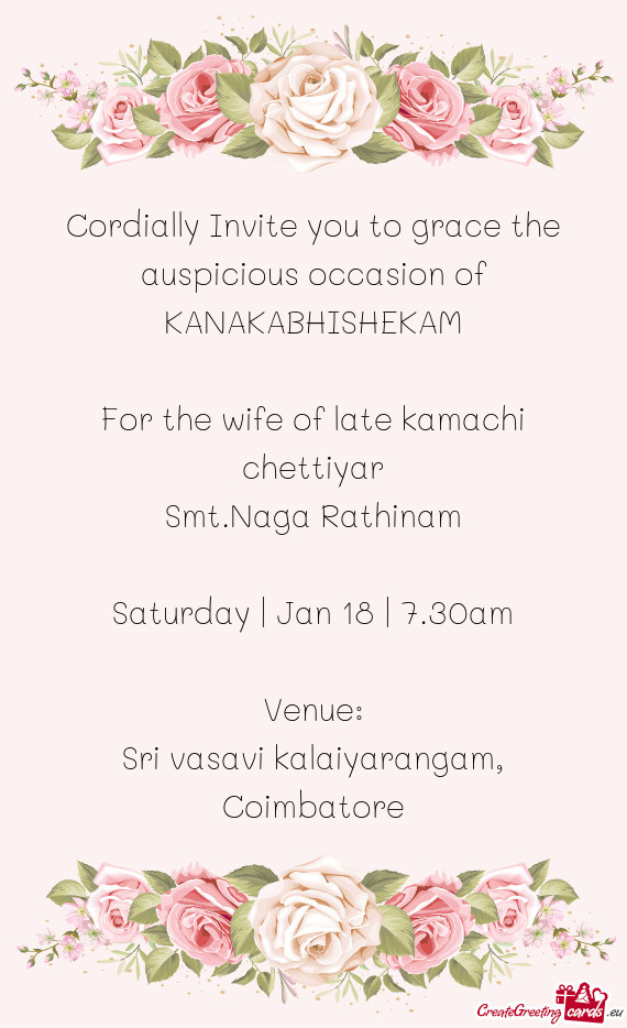 For the wife of late kamachi chettiyar