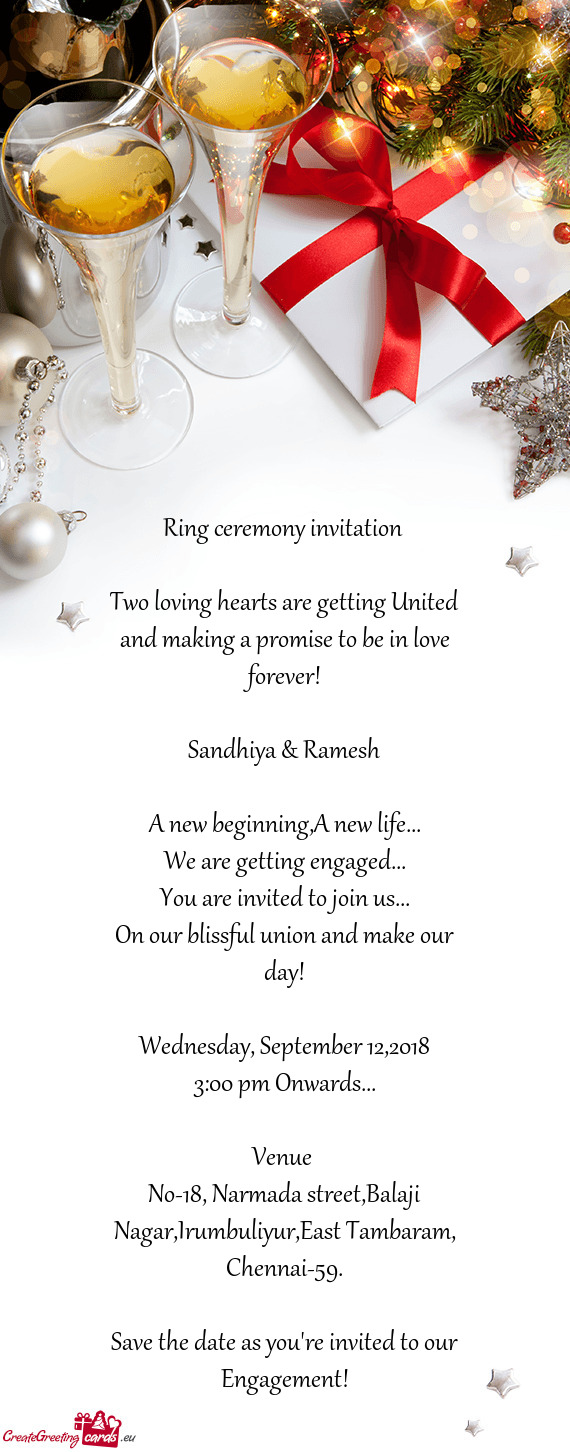 Forever!
 
 Sandhiya & Ramesh
 
 A new beginning