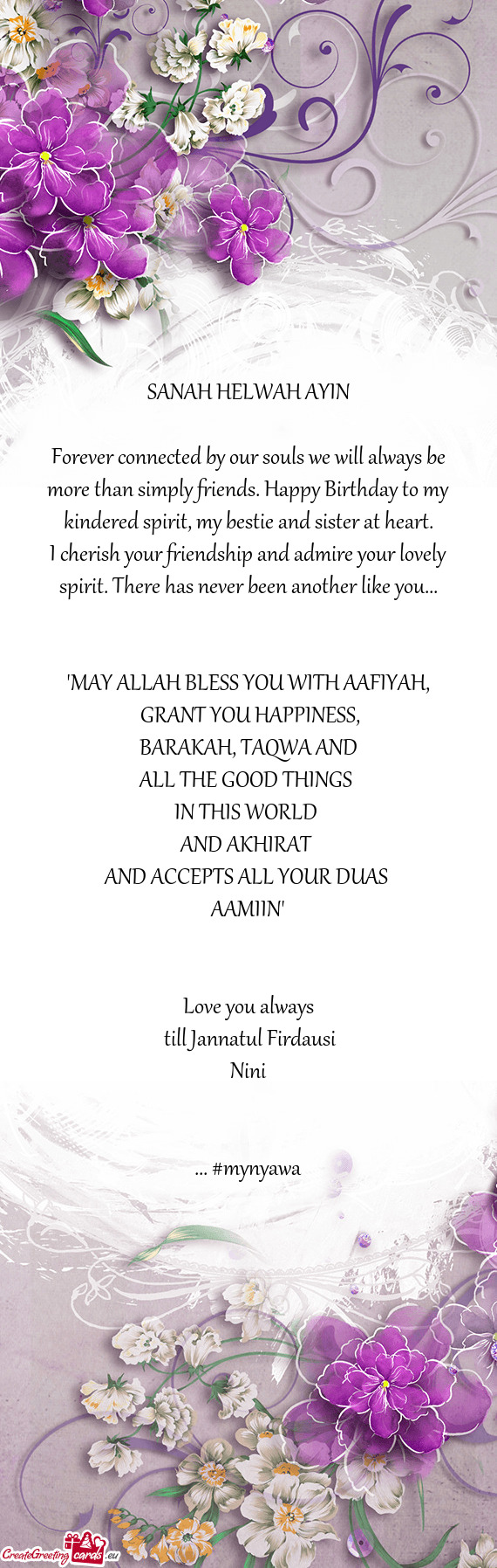 Forever connected by our souls we will always be more than simply friends. Happy Birthday to my