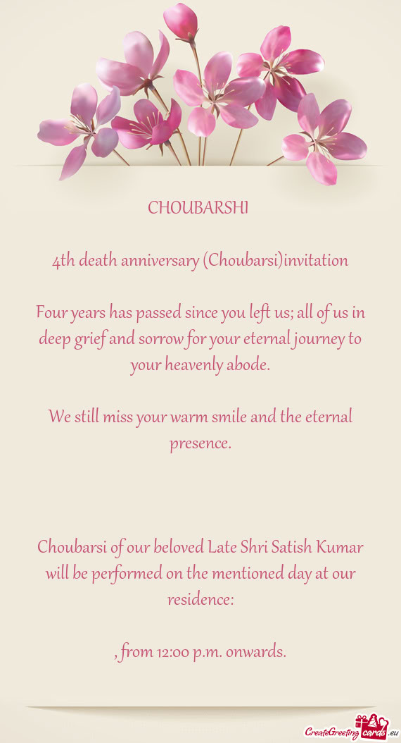 Four years has passed since you left us; all of us in deep grief and sorrow for your eternal journey