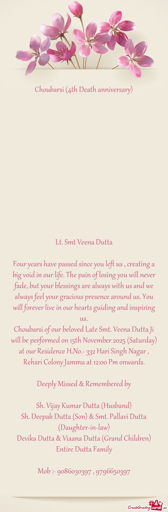 Four years have passed since you left us , creating a big void in our life. The pain of losing you w