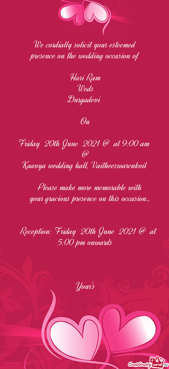 Friday 20th June 2021 @ at 9:00 am