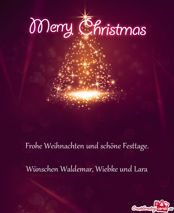 Frohe Weihnachten und schöne Festtage