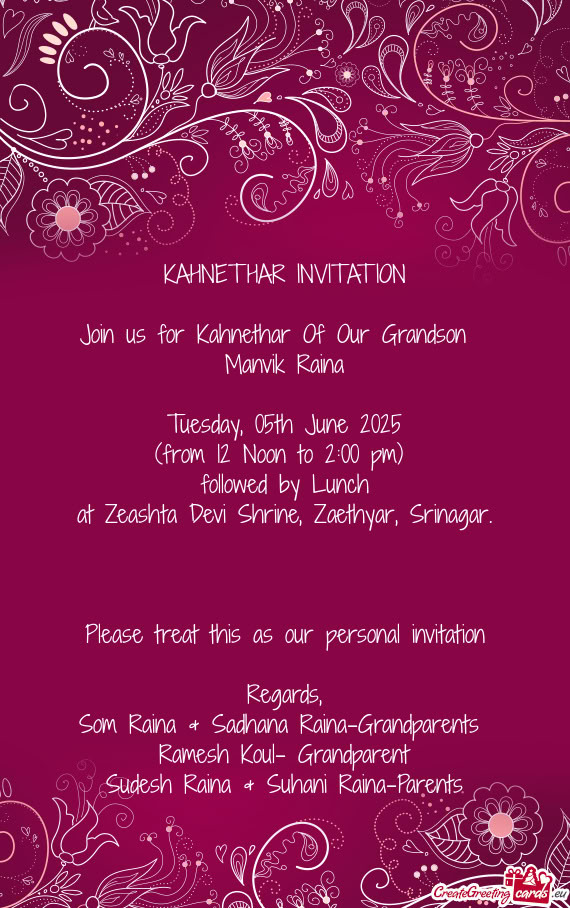 (from 12 Noon to 2:00 pm)