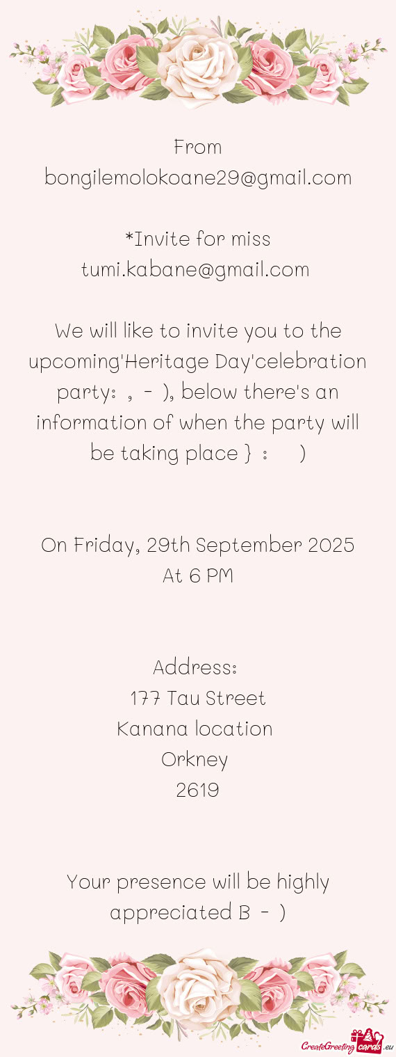 From bongilemolokoane29@gmail.com