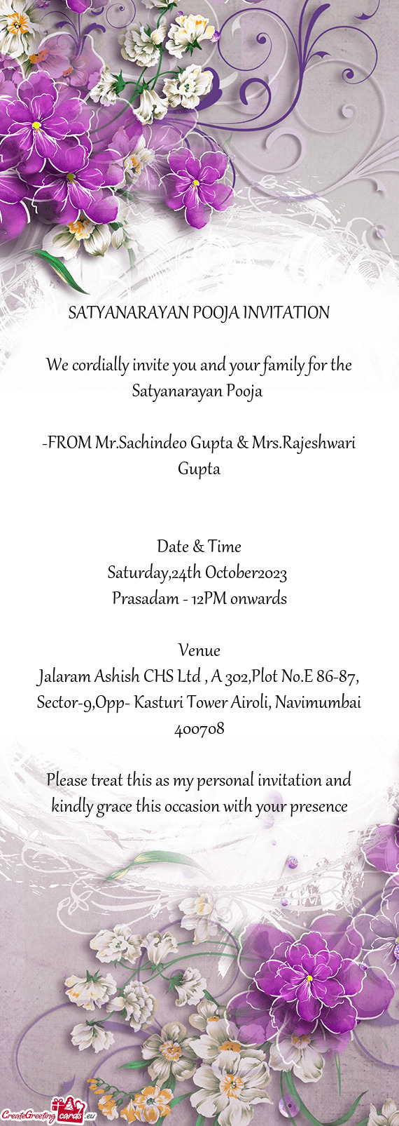 FROM Mr.Sachindeo Gupta & Mrs.Rajeshwari Gupta