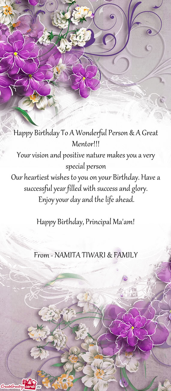 From - NAMITA TIWARI & FAMILY