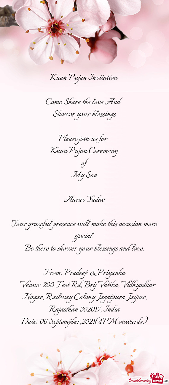 From: Pradeep & Priyanka