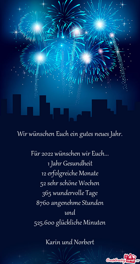 Für 2022 wünschen wir Euch