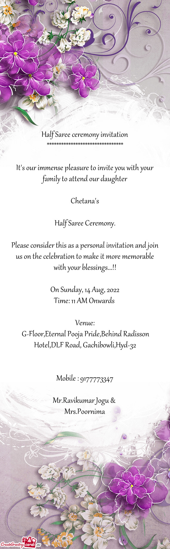 G-Floor,Eternal Pooja Pride,Behind Radisson Hotel,DLF Road, Gachibowli,Hyd-32