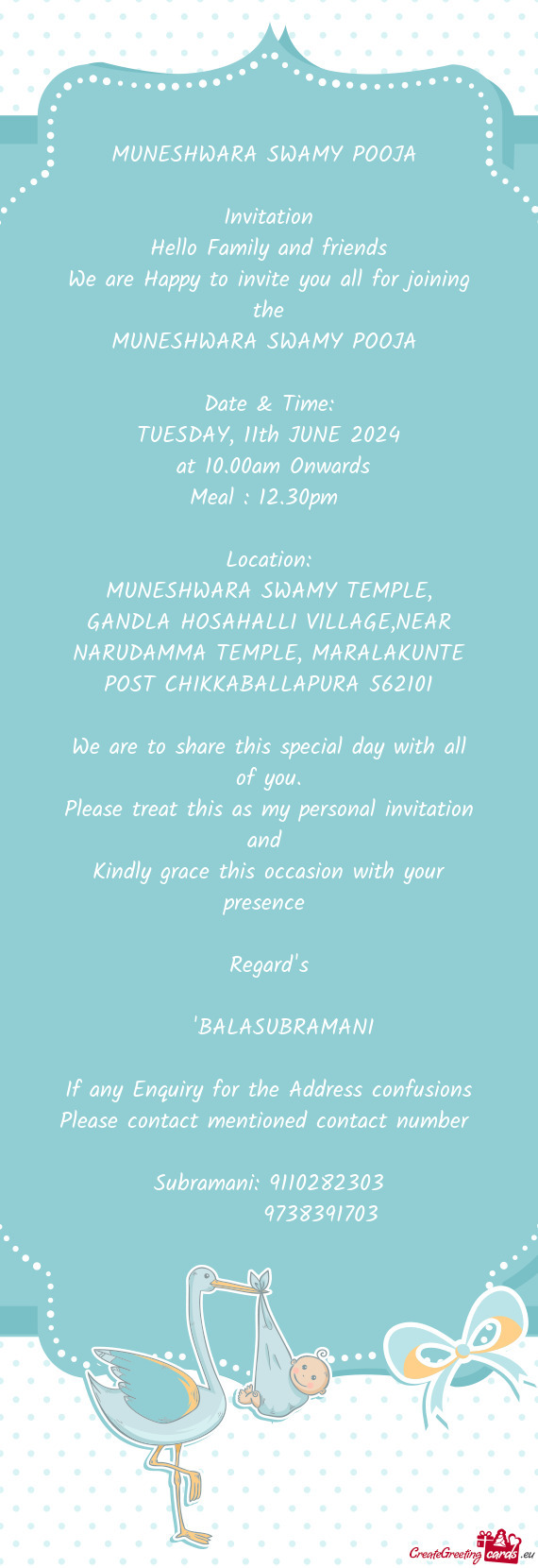 GANDLA HOSAHALLI VILLAGE,NEAR NARUDAMMA TEMPLE, MARALAKUNTE POST CHIKKABALLAPURA 562101