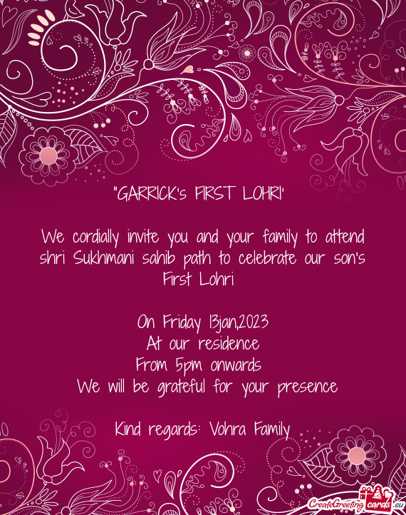 “GARRICK’s FIRST LOHRI”