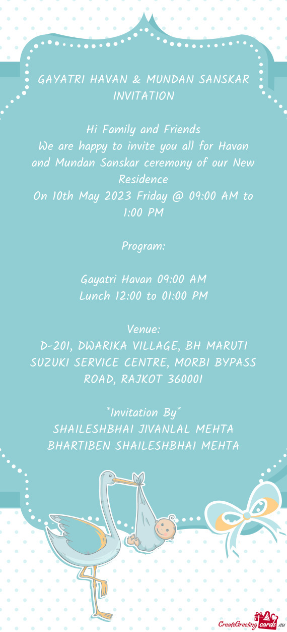 GAYATRI HAVAN & MUNDAN SANSKAR INVITATION