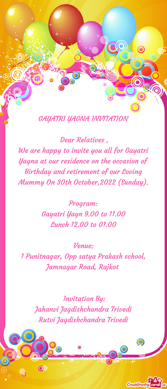 GAYATRI YAGNA INVITATION