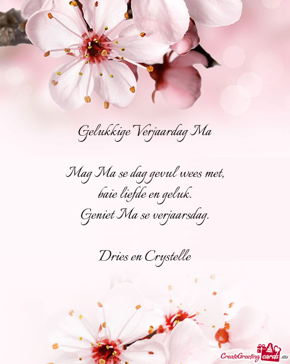 Gelukkige Verjaardag Ma Mag Ma se dag gevul wees met