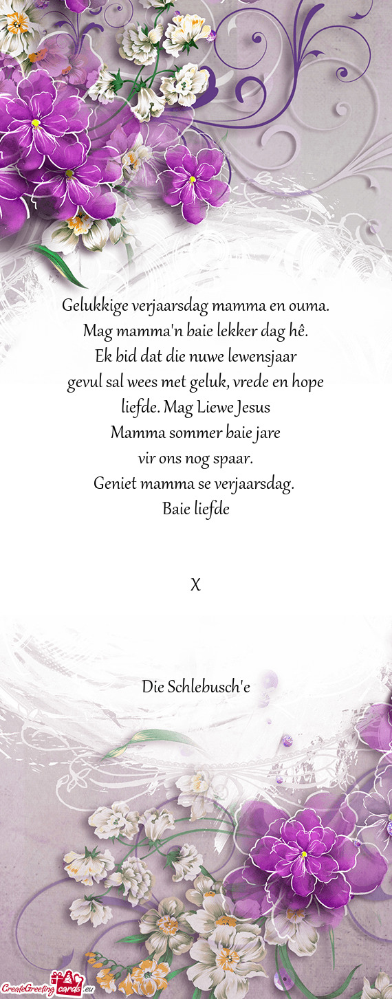 Gelukkige verjaarsdag mamma en ouma