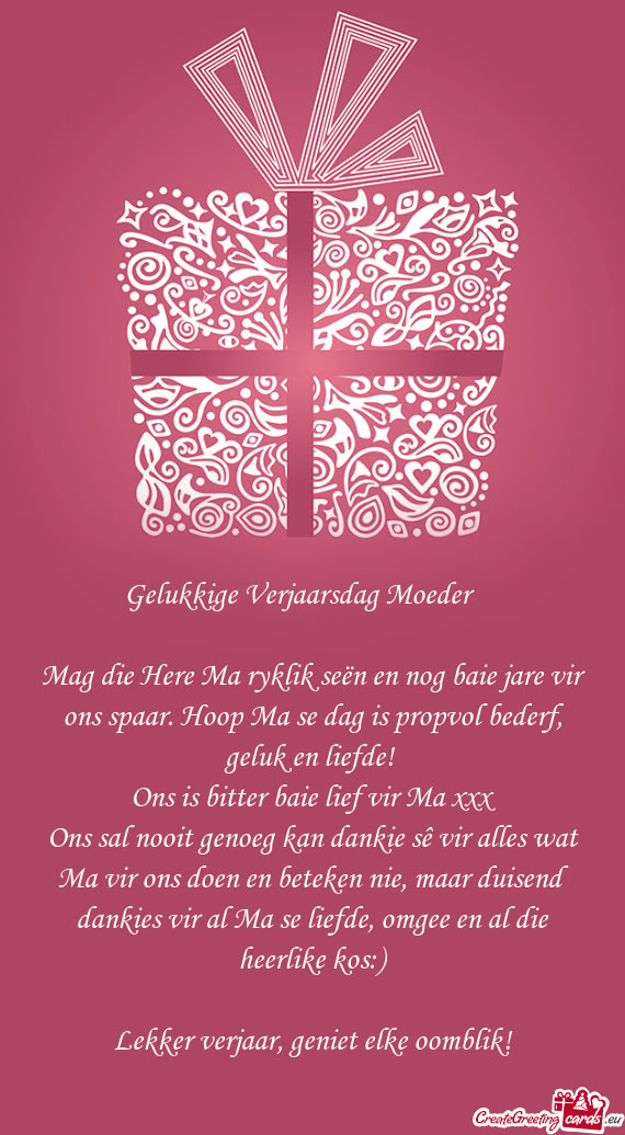 Gelukkige Verjaarsdag Moeder🤍