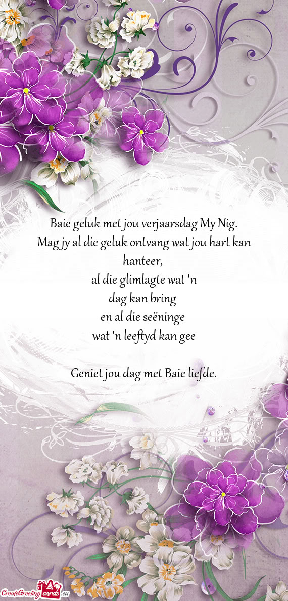 Geniet jou dag met Baie liefde