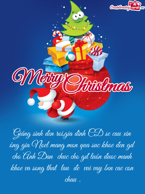 Giáng sinh đen roi,gia đình CD se cau xin ông gia Noel mang mon qua suc khoe đen gd cho Anh Da