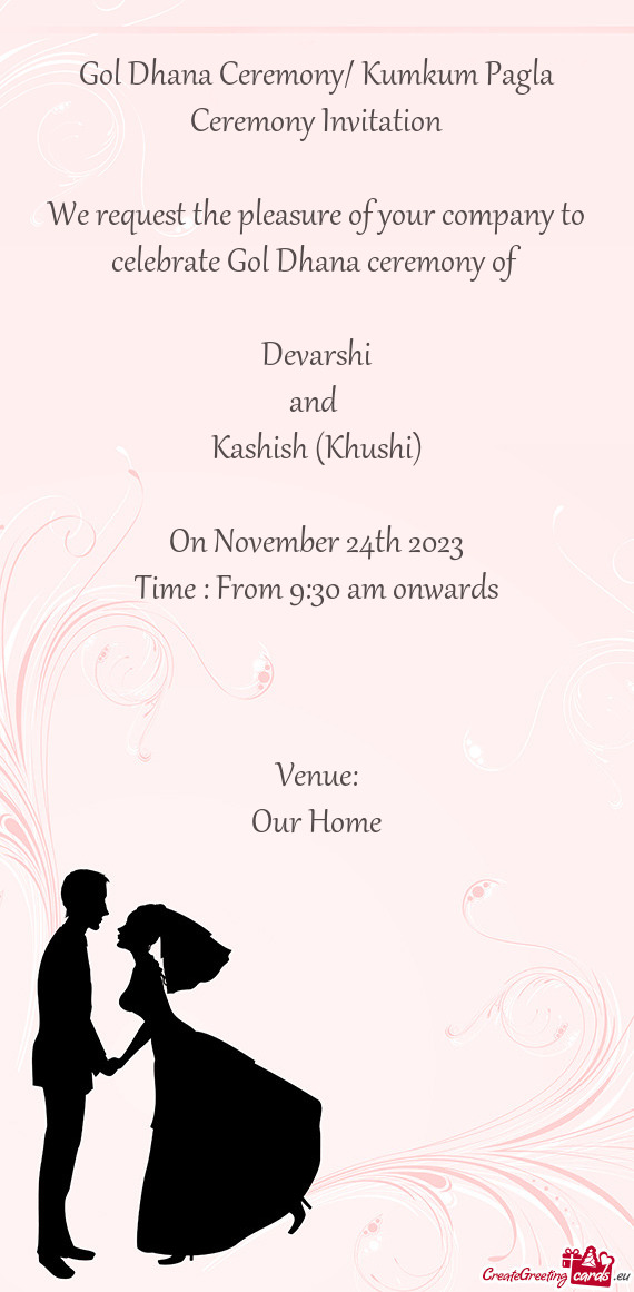 Gol Dhana Ceremony/ Kumkum Pagla Ceremony Invitation