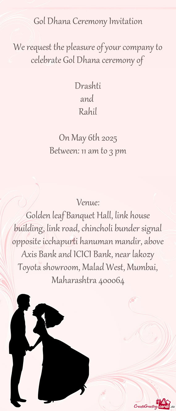 Golden leaf Banquet Hall, link house building, link road, chincholi bunder signal opposite icchapurt