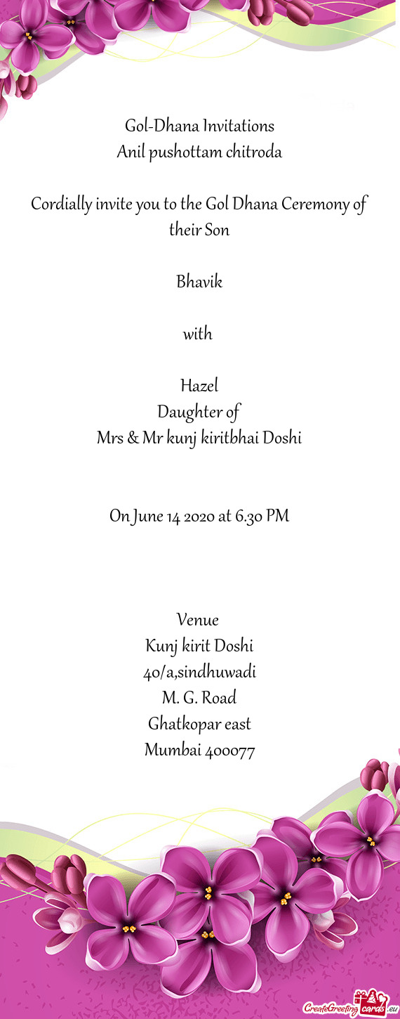 Gol-Dhana Invitations