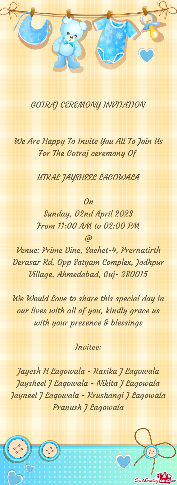 GOTRAJ CEREMONY INVITATION