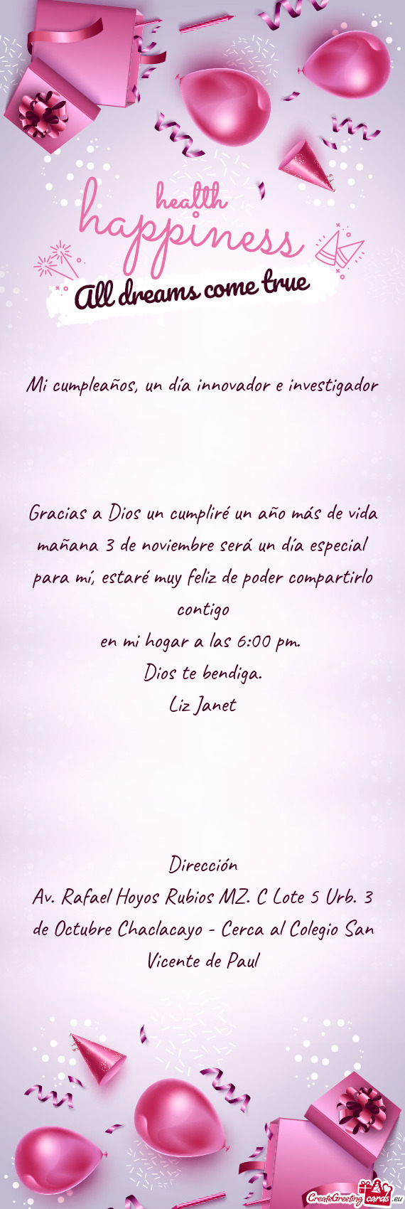 Gracias a Dios un cumpliré un año más de vida mañana 3 de noviembre será un día especial para