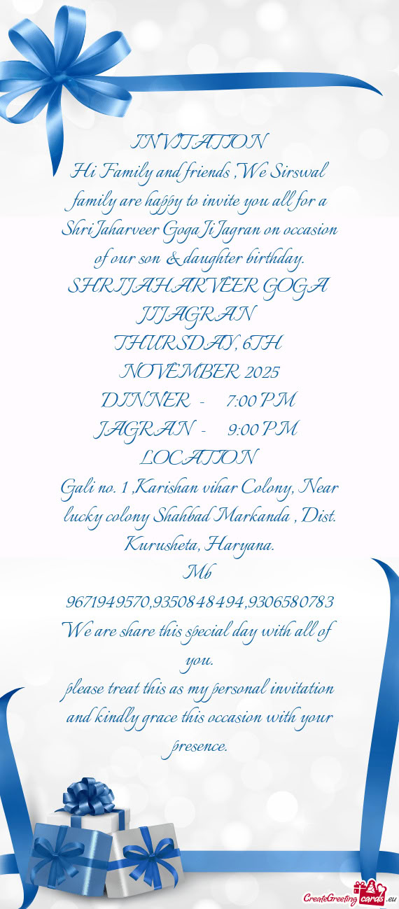 Gran on occasion of our son & daughter birthday