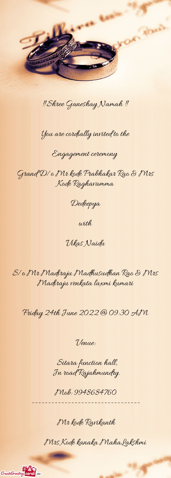 Grand D/o Mr kode Prabhakar Rao & Mrs Kode Raghavamma