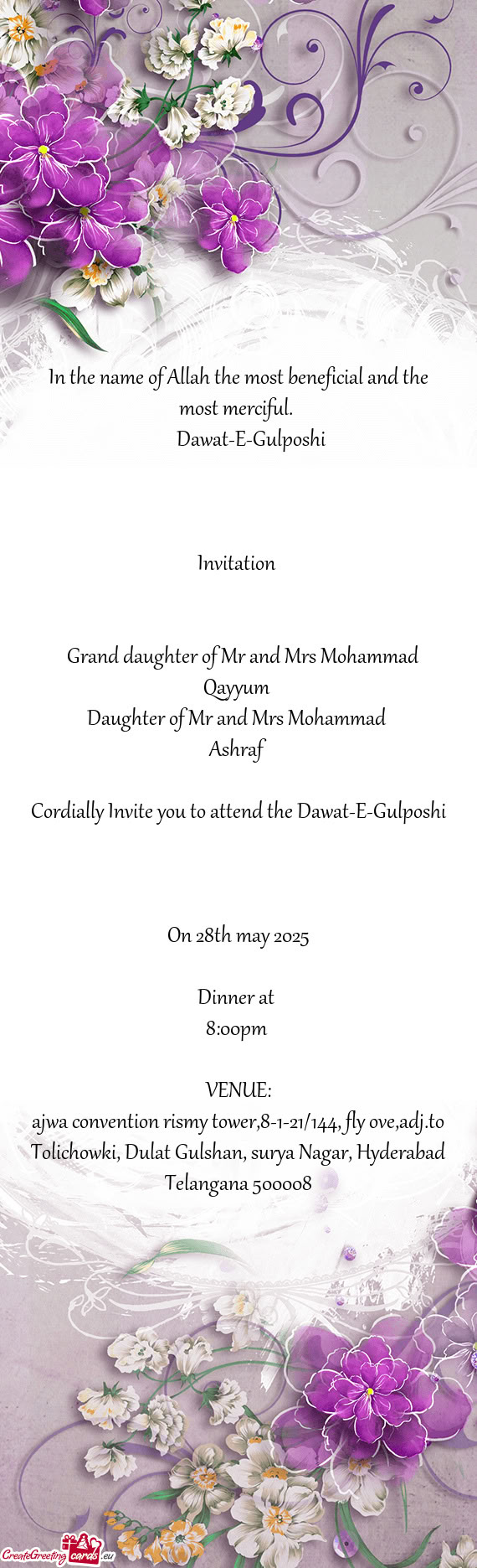 Grand daughter of Mr and Mrs Mohammad Qayyum