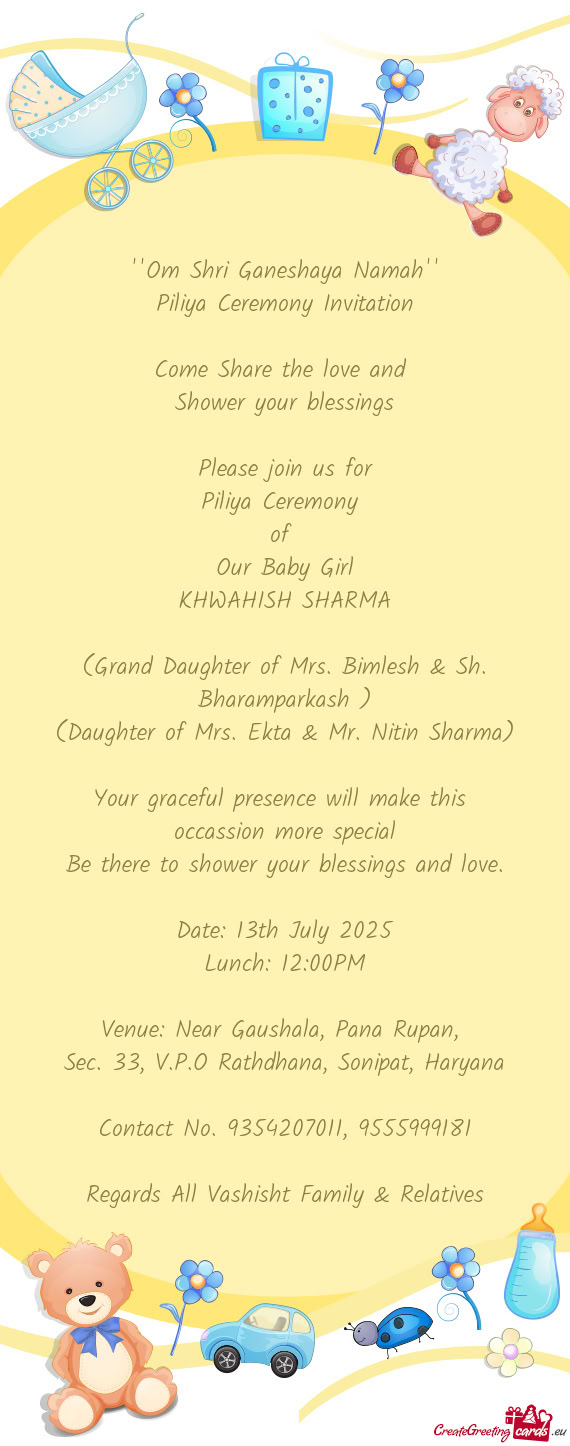 (Grand Daughter of Mrs. Bimlesh & Sh. Bharamparkash )